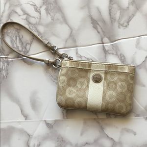 Coach | Cream Logo Monogram Coin Wallet Wristlette